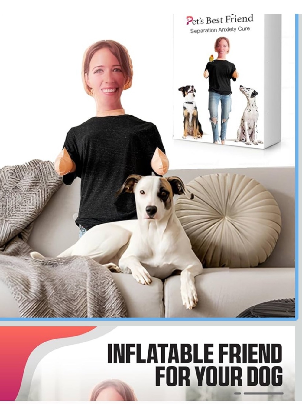 Gerty Inflatable Friend For Pets Separation Anxiety, Anxiety Blow Up Doll